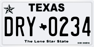 TX license plate DRY0234