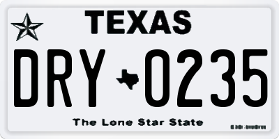 TX license plate DRY0235