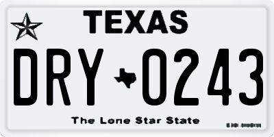 TX license plate DRY0243