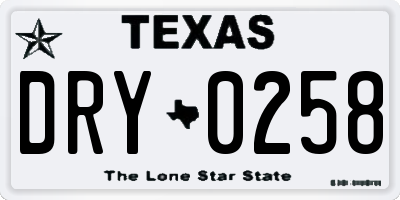 TX license plate DRY0258