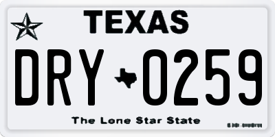 TX license plate DRY0259