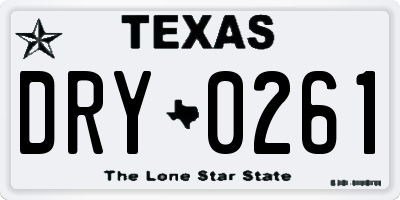 TX license plate DRY0261