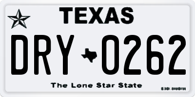 TX license plate DRY0262