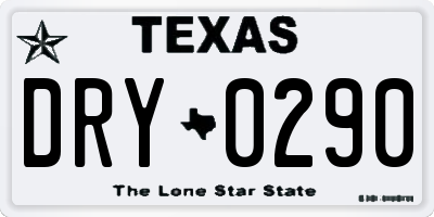 TX license plate DRY0290