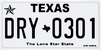TX license plate DRY0301