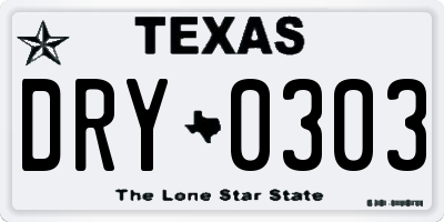 TX license plate DRY0303