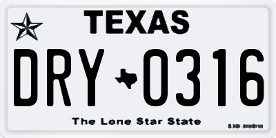 TX license plate DRY0316