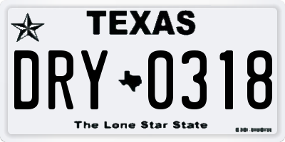TX license plate DRY0318