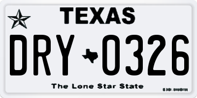 TX license plate DRY0326