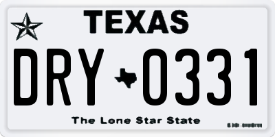 TX license plate DRY0331