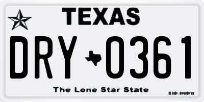 TX license plate DRY0361