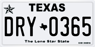 TX license plate DRY0365