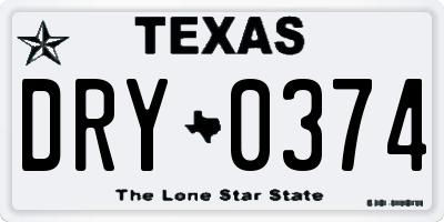 TX license plate DRY0374