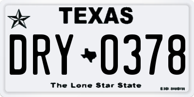 TX license plate DRY0378