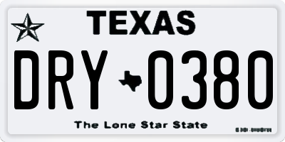 TX license plate DRY0380