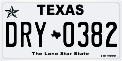 TX license plate DRY0382