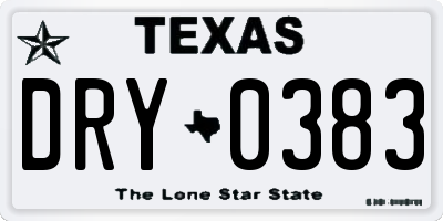 TX license plate DRY0383
