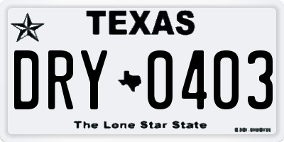 TX license plate DRY0403