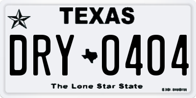 TX license plate DRY0404