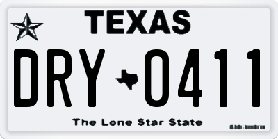 TX license plate DRY0411