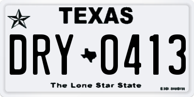 TX license plate DRY0413