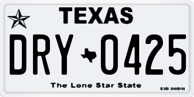 TX license plate DRY0425