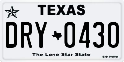 TX license plate DRY0430