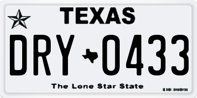 TX license plate DRY0433
