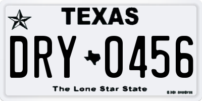 TX license plate DRY0456