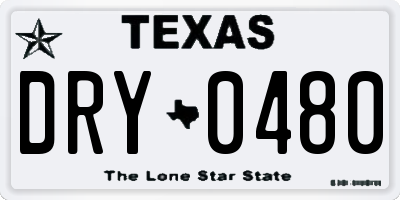TX license plate DRY0480