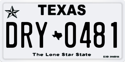 TX license plate DRY0481