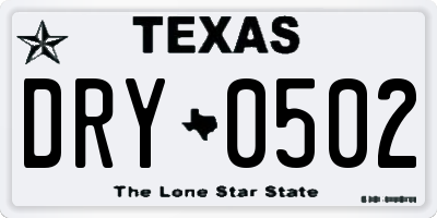 TX license plate DRY0502