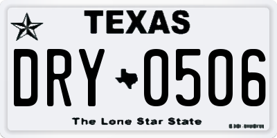 TX license plate DRY0506