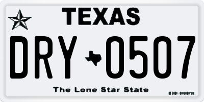 TX license plate DRY0507