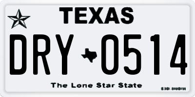 TX license plate DRY0514