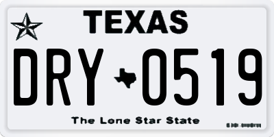 TX license plate DRY0519