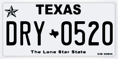 TX license plate DRY0520
