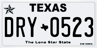 TX license plate DRY0523