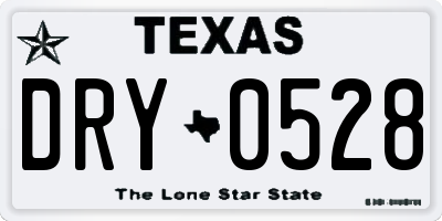 TX license plate DRY0528