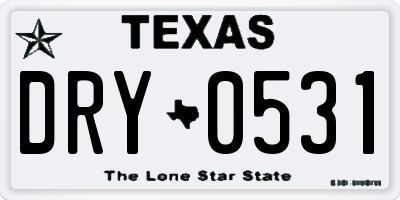 TX license plate DRY0531