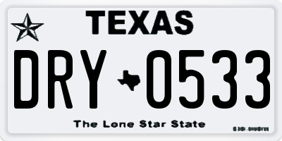 TX license plate DRY0533