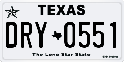 TX license plate DRY0551
