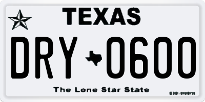 TX license plate DRY0600