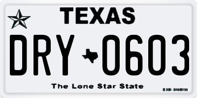 TX license plate DRY0603