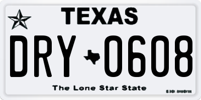 TX license plate DRY0608