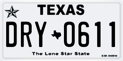 TX license plate DRY0611