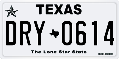 TX license plate DRY0614