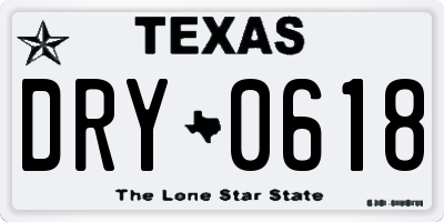 TX license plate DRY0618