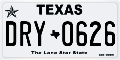 TX license plate DRY0626
