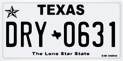 TX license plate DRY0631